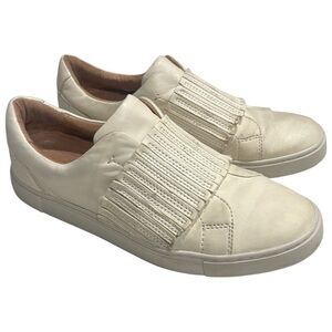 Frye Ivy Leather Gore Detail Slip‎ On Sneakers SZ 8.5 Women’s Cream